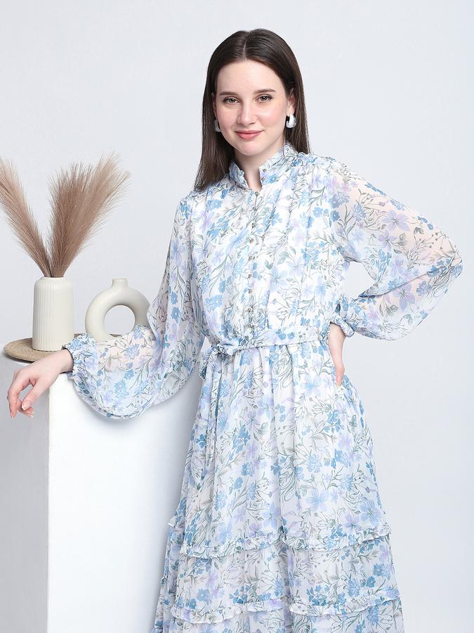 Women Polyester A-Line Midi Floral Dress