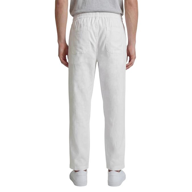 R&B White Solid Men Regular Fit Trousers