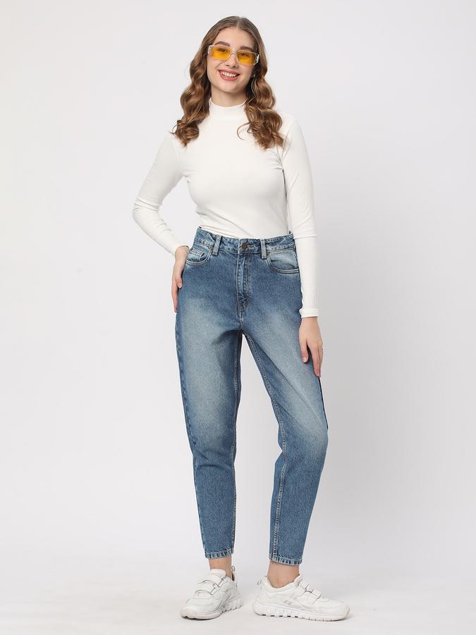 Women Cotton Relaxed Fit High Rise Faded Jeans