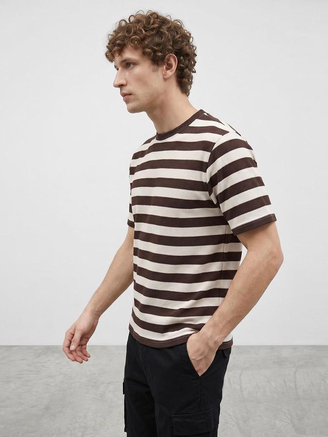 R&B Wine Men Striped Short Sleeves Tshirt