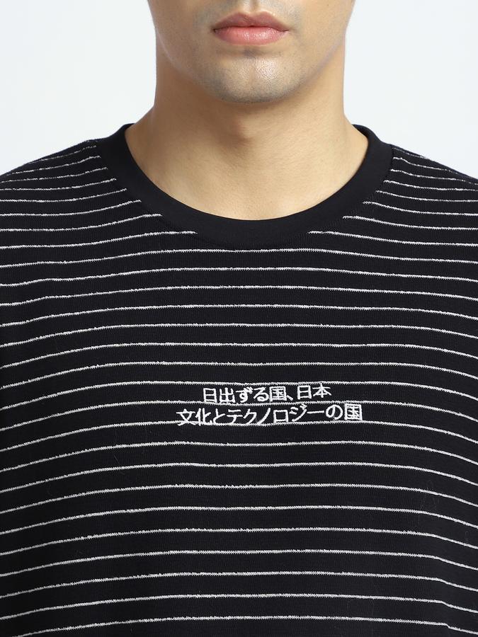 Men Cotton Regular Fit Crew Neck Striped T-shirt