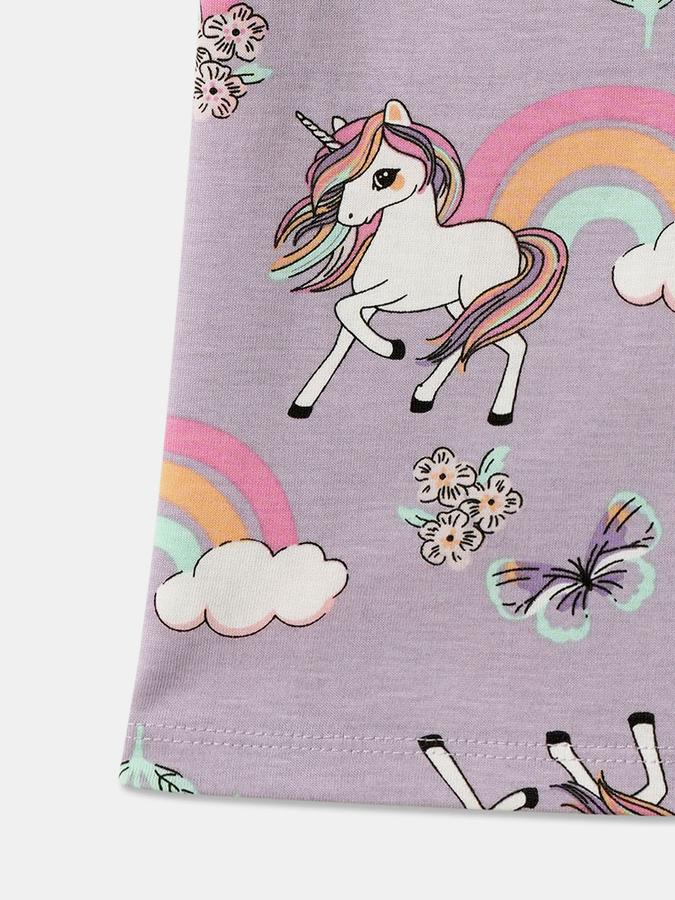 R&B Girls' Lilac Printed T-Shirt