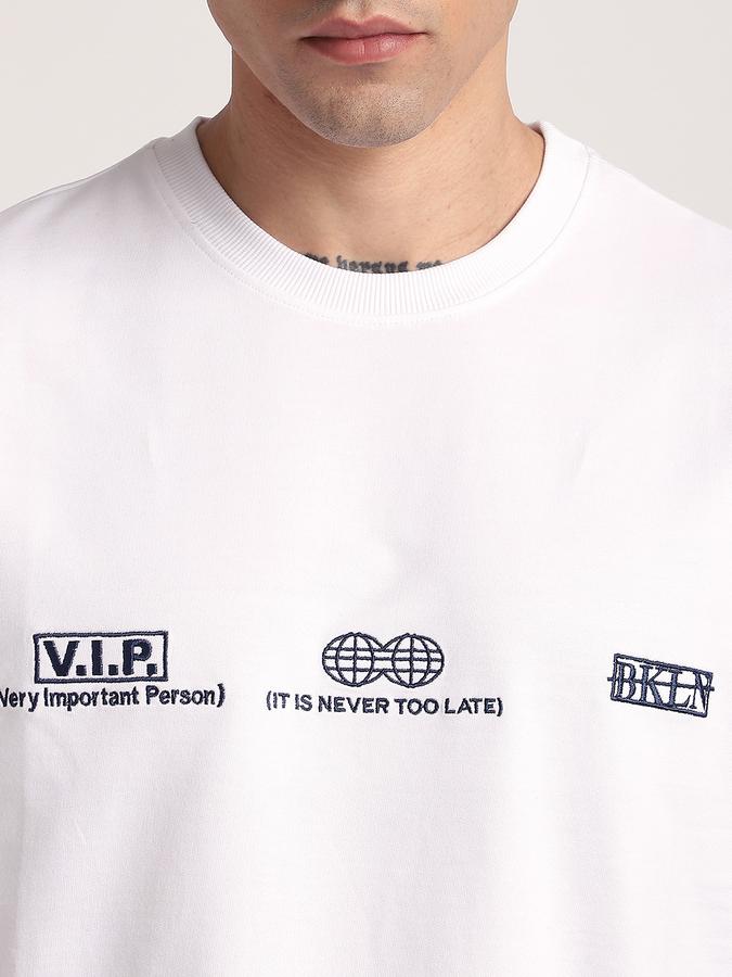 R&B Men's White Printed T-Shirt