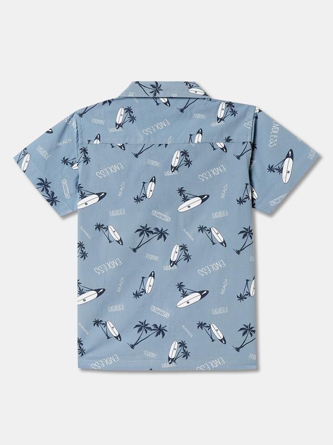 Boys Regular Fit Short Sleeve Camp Collar Shirt