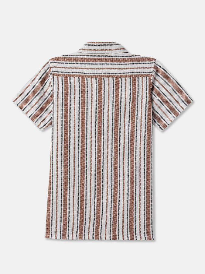 Boys Cotton Regular Fit Long Sleeve Striped Shirt