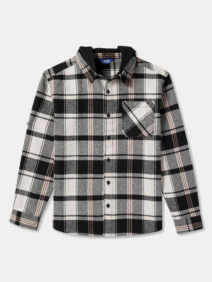 Boys Relaxed Fit Full Sleeve Hooded Shirt