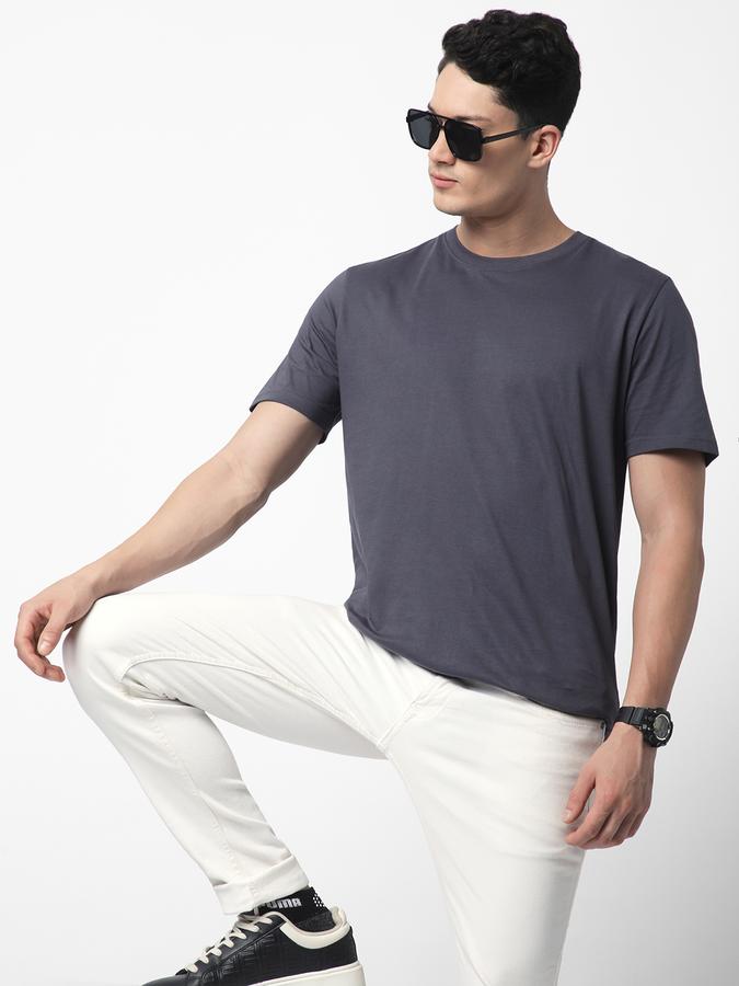 R&B MEN'S Solid T-Shirt with Crew Neck and Short Sleeves