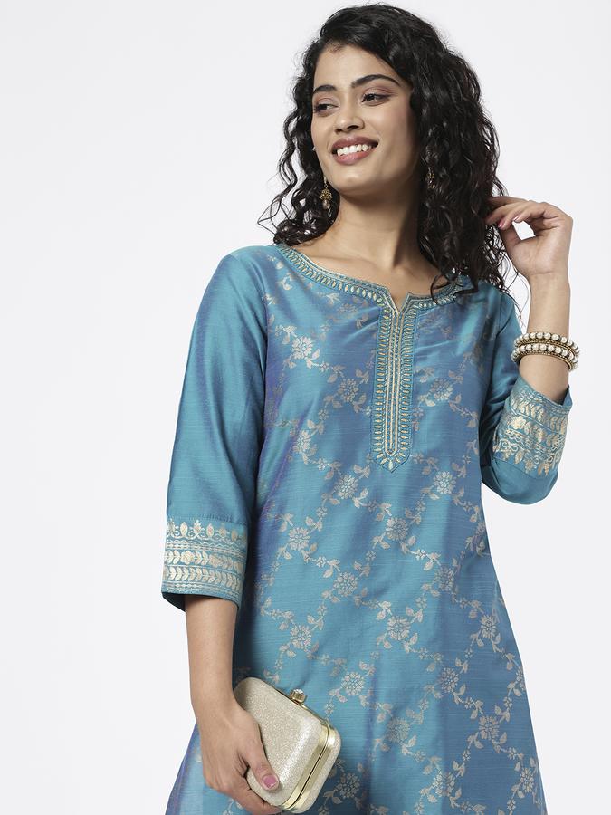 R&B Women Teal Kurtas image number 0