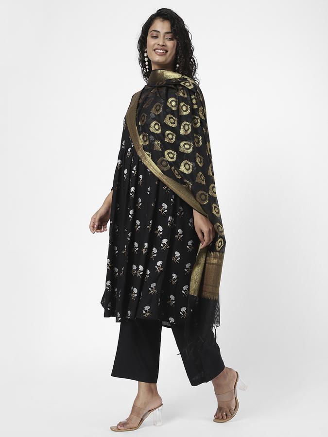R&B Women's Black Printed Dupatta