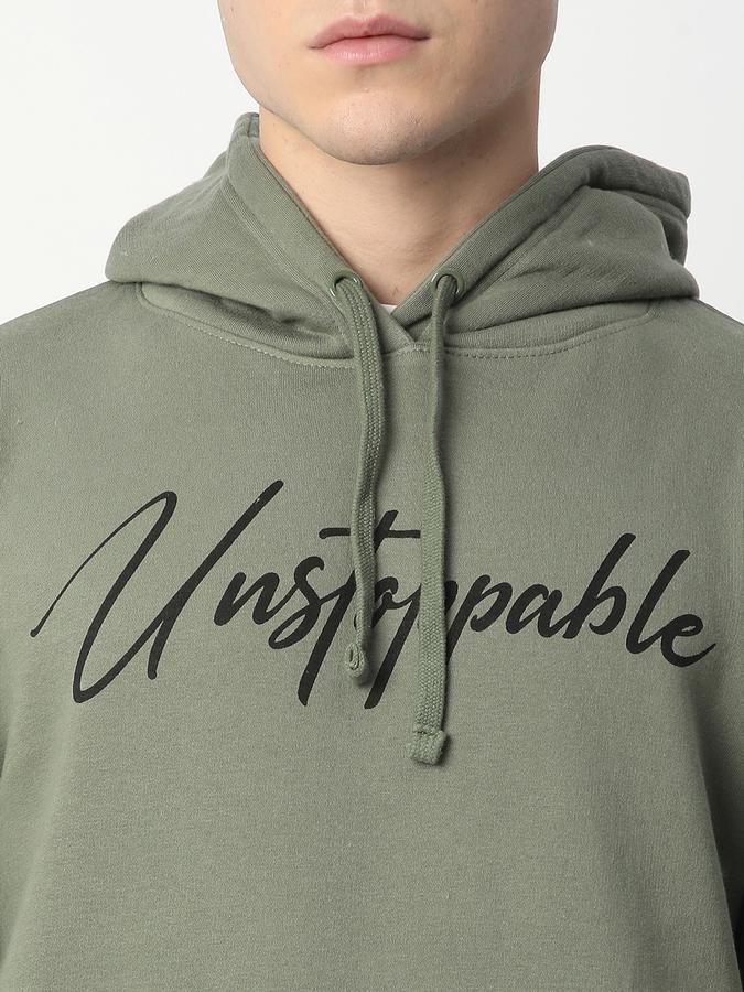 Men Fleece Regular Fit Hooded Graphic Sweatshirt