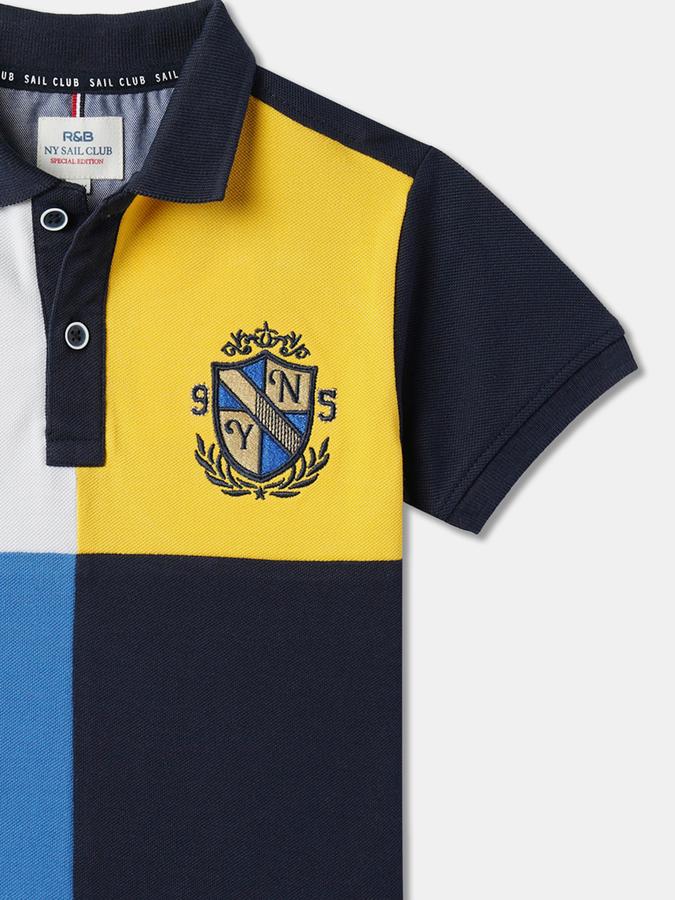 Boys Colourblock Relaxed Fit Polo T-Shirt image number 2
