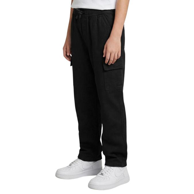R&B Black Solid Boys Regular Fit Cargo Styles Trousers