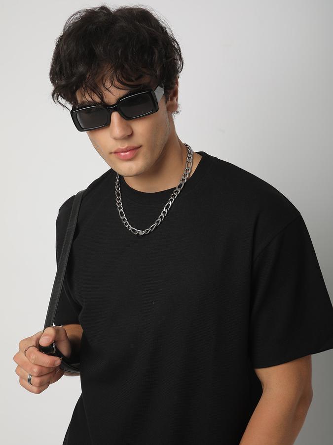 Men Cotton Blend Relaxed Fit Crew Neck Solid T-shirt