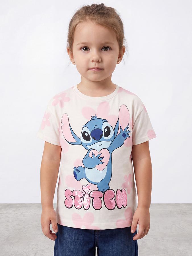 R&B Girls White Stitch Printed  Short Sleeves  T-shirt