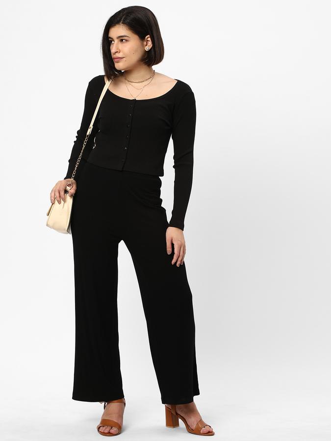 Women Ribbed Straight Track Pants image number 1