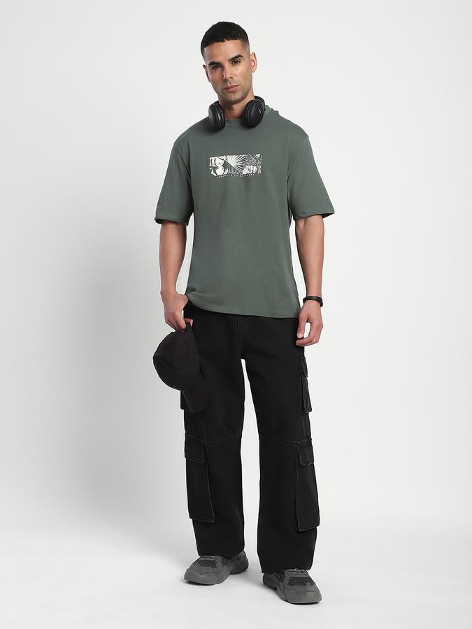 Men Cotton Relaxed Fit Crew Neck Graphic T-shirt