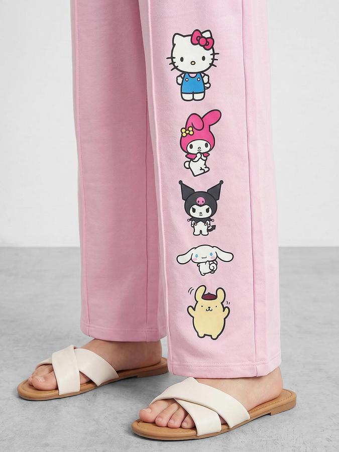 R&B Girl Pink Wide Leg Graphic Track Pants 