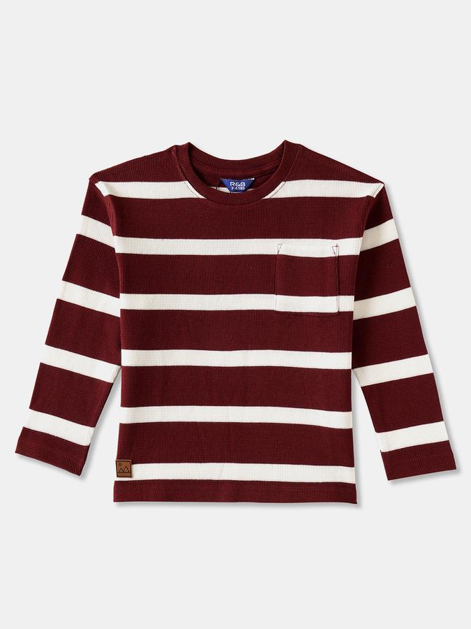 R&B Boys' Wine Striped T-Shirt