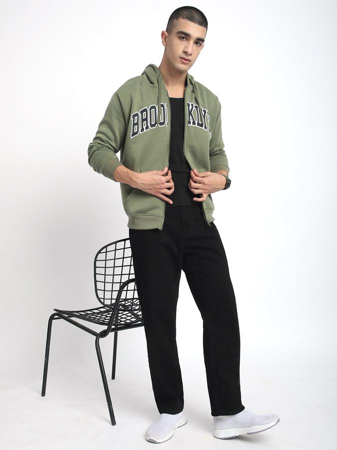 Men Cotton Blend Regular Fit Hooded Graphic Sweatshirt
