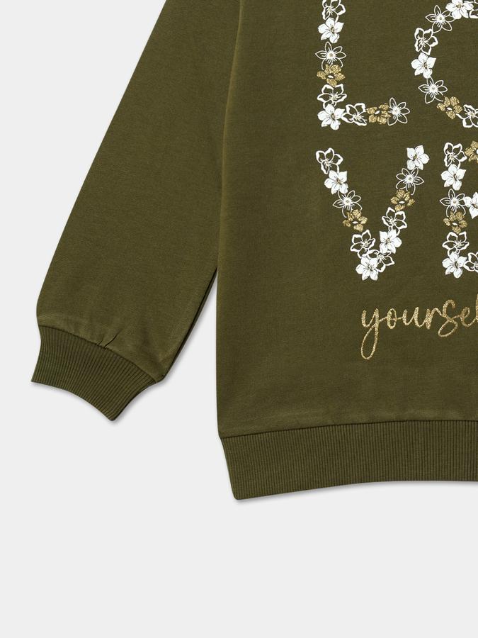 Girls Typographic Print Regular Fit Crew-Neck Sweatshirt image number 2