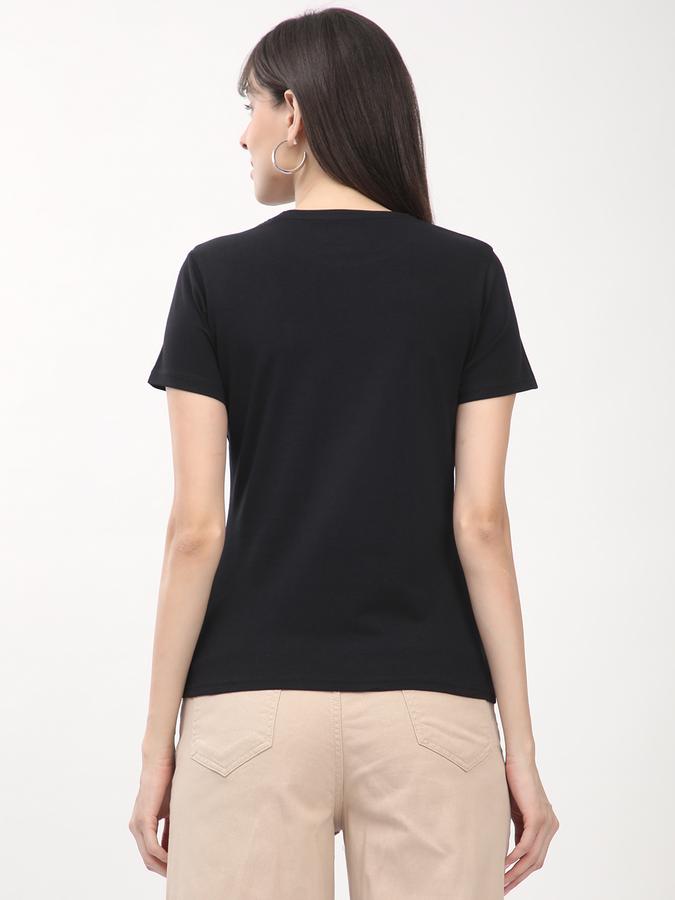 Women Cotton Fitted Round Neck Twist-Front T-shirt