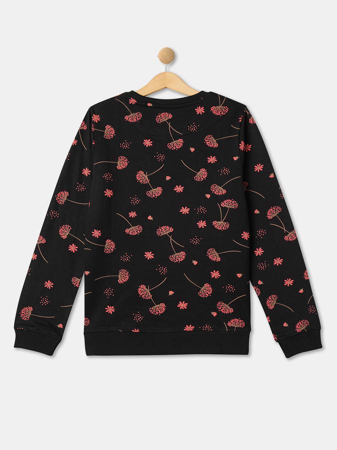 Girls Cotton Regular Fit Crew Neck Graphic Sweatshirt