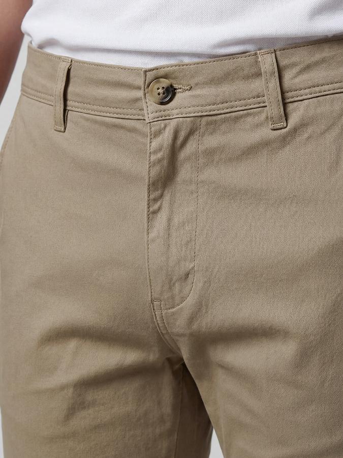 R&B Khaki Solid Men Mid-Rise Slim Fit Trouser