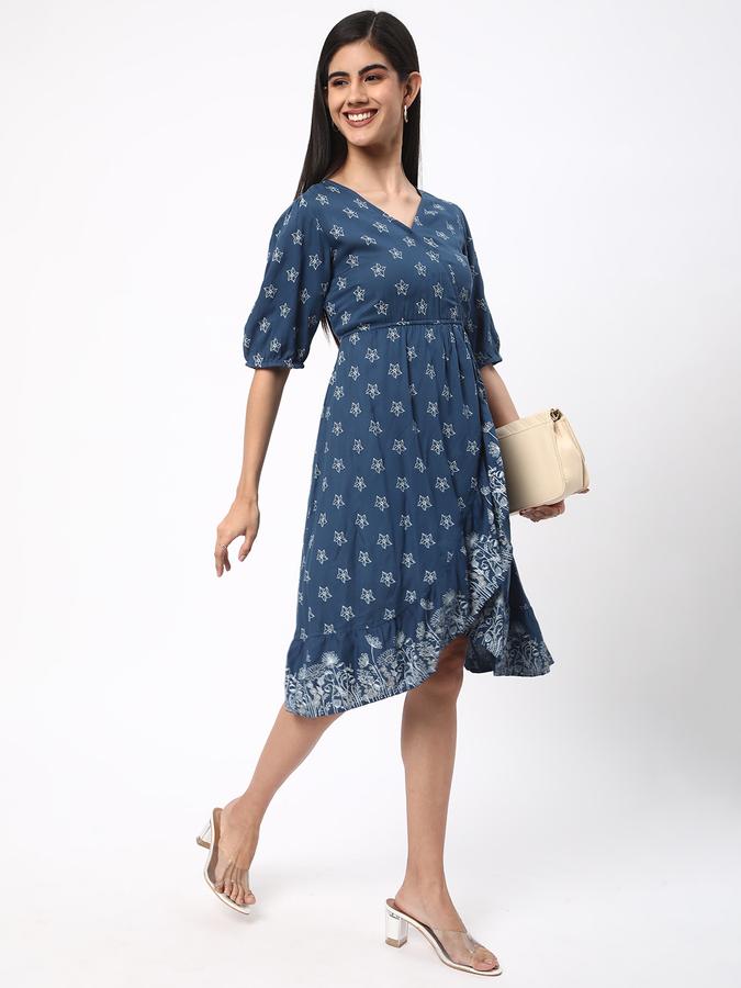 Women Rayon Printed Wrap Ethnic Dress