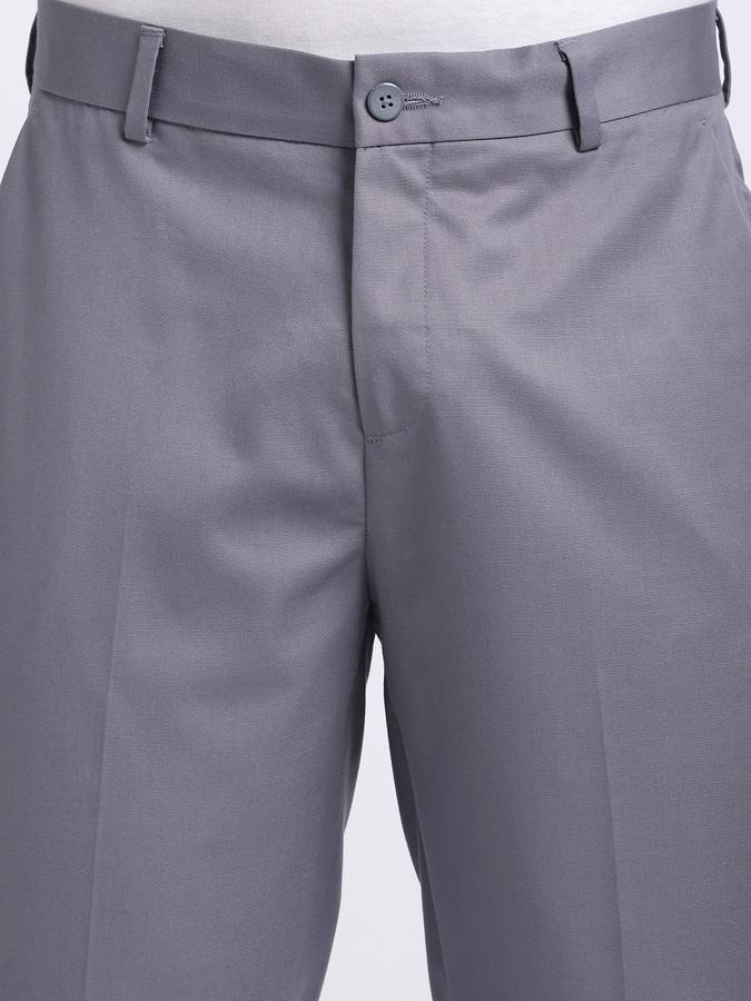 Men Poly Blend Regular Fit Flat Front Solid Trousers