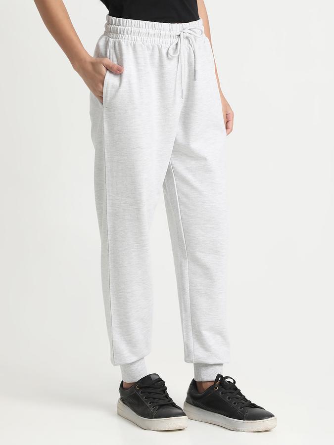 Women Cotton Regular Fit Drawstring Waist Solid Trackpants