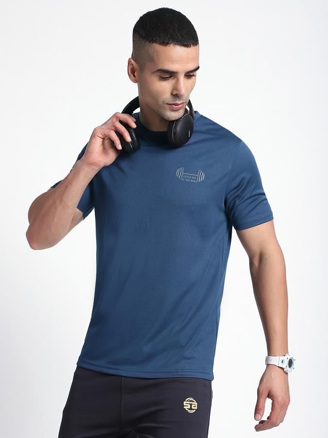Men Polyester Regular Fit Crew Neck Solid T-shirt