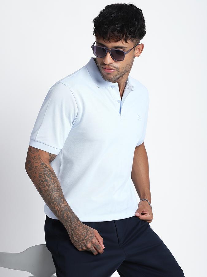 Men Cotton Regular Fit Polo Neck Solid T-shirt