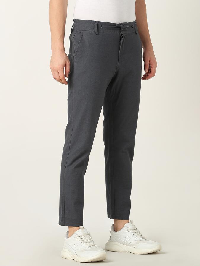 Men Slim Fit Flat-Front Trousers image number 2