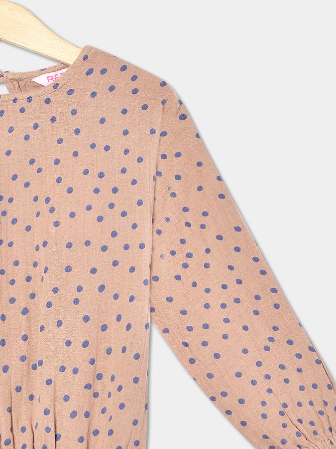 Girls Rayon Regular Fit Crew Neck Long Sleeve Printed Top