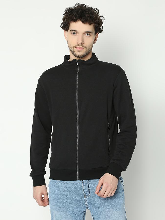 Men Cotton Blend Regular Fit Mock Neck Heathered Sweater