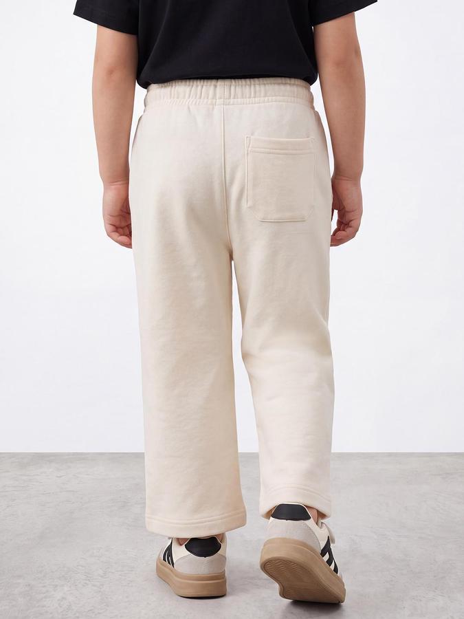 R&B Boys Ivory Graphic Print Straight Fit Pure Cotton Pant 