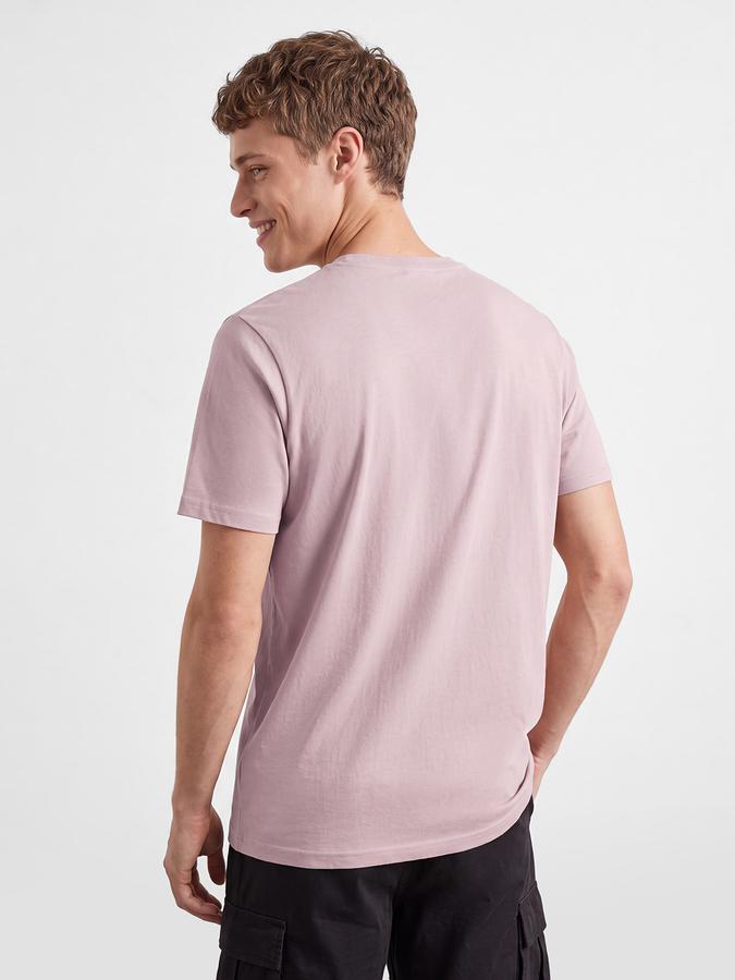 R&B Men Shell Pink Typographic Print Short Sleeves Pure Cotton Tshirt