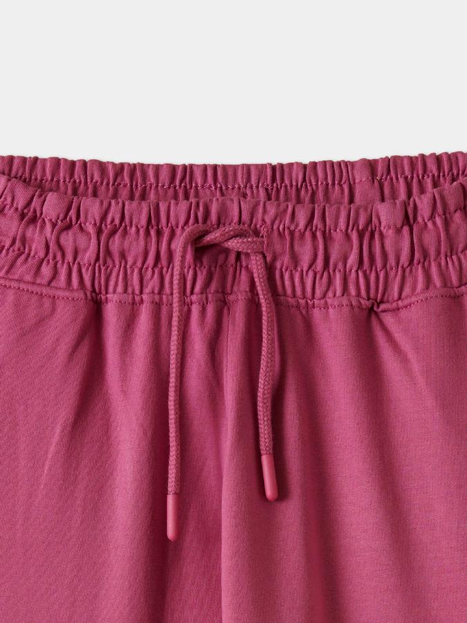 Girls Cotton Tapered Fit Drawstring Waist Cuffed Hem Joggers