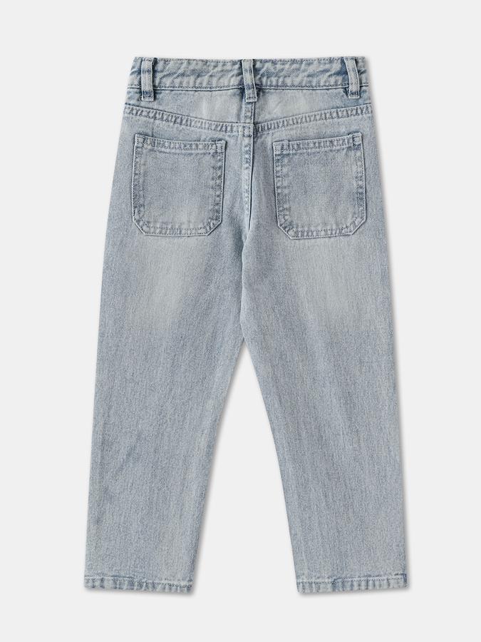 Boys Denim Relaxed Fit Button Waist Acid Wash Jeans