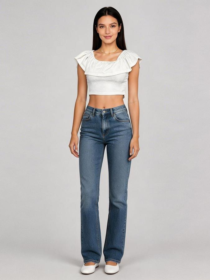 R&B White Solid Women Fitted Top 