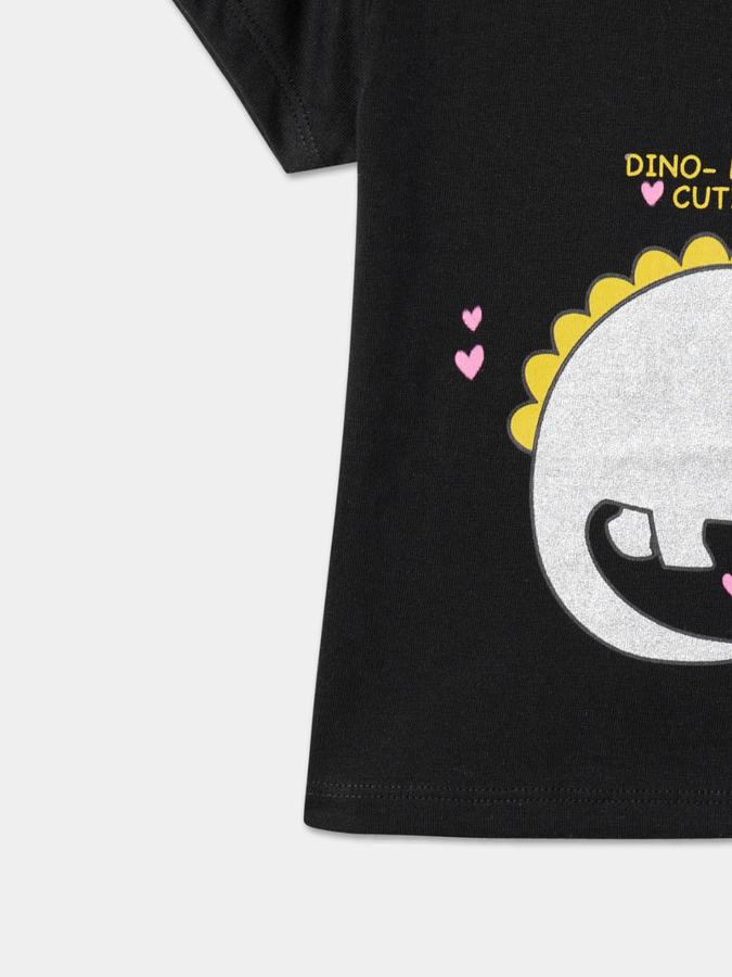 Girls Cotton Regular Fit Crew Neck Graphic T-shirt