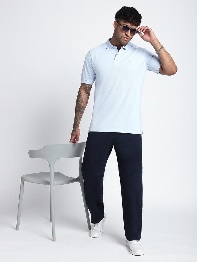 Men Cotton Regular Fit Polo Neck Solid T-shirt