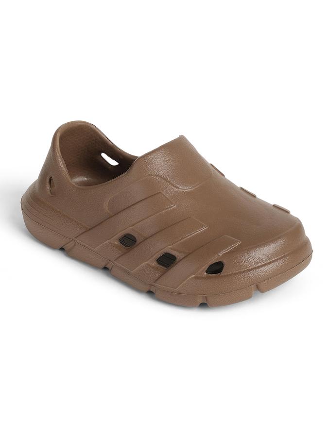 R&B Brown Solid Slip On Boys Clogs