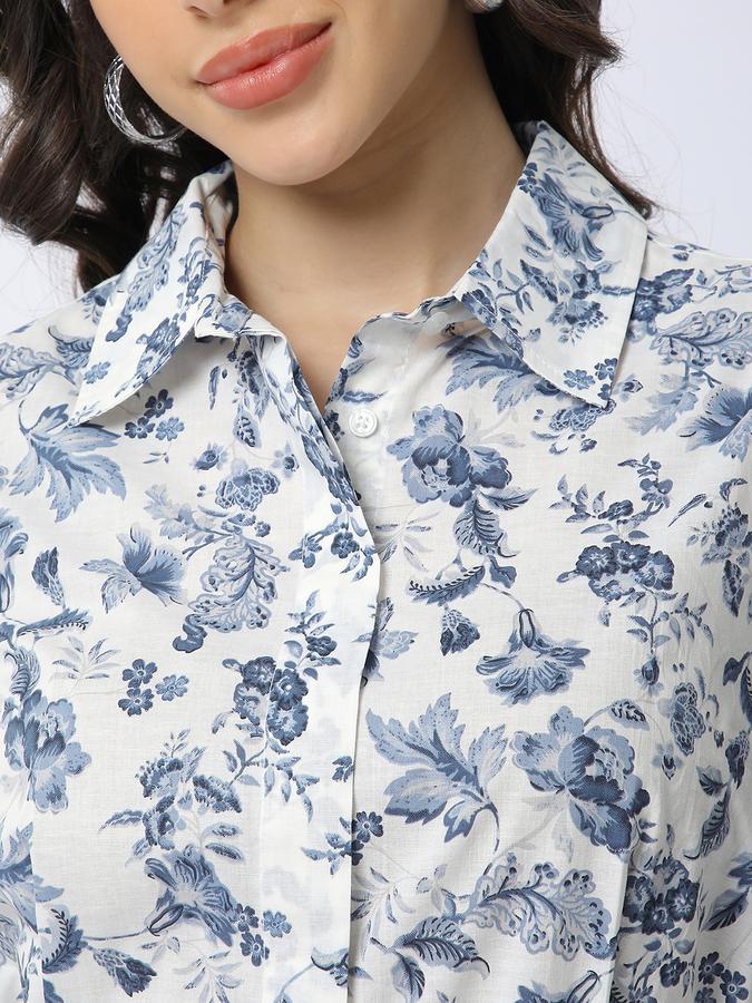 Women Cotton Shirt Midi Floral Dress