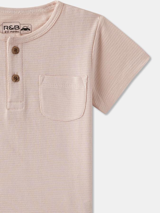 Boys Regular Fit Short Sleeve Henley Neck T-Shirt
