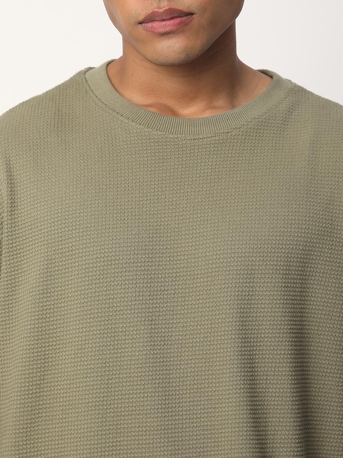 Men Cotton Regular Fit Crew Neck Solid Sweatshirt