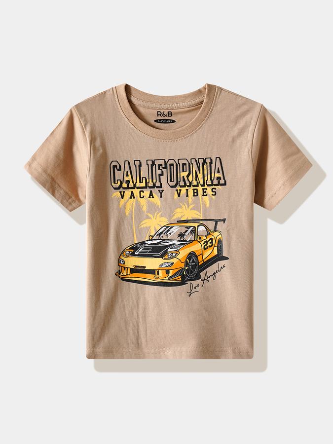 Boys Cotton Regular Fit Crew Neck Graphic T-shirt