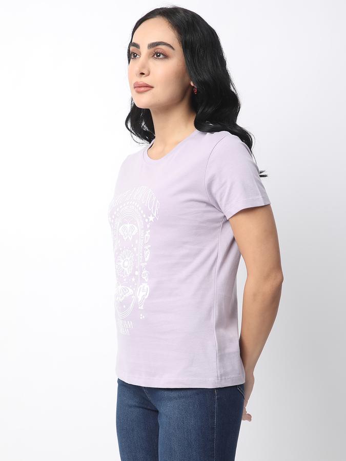 Women Cotton Relaxed Fit Round Neck Graphic T-shirt