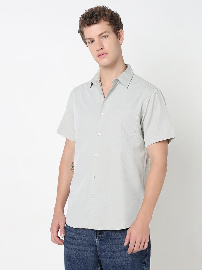 Textured Shirt with Button-Down Collar and Short Sleeves image number 2