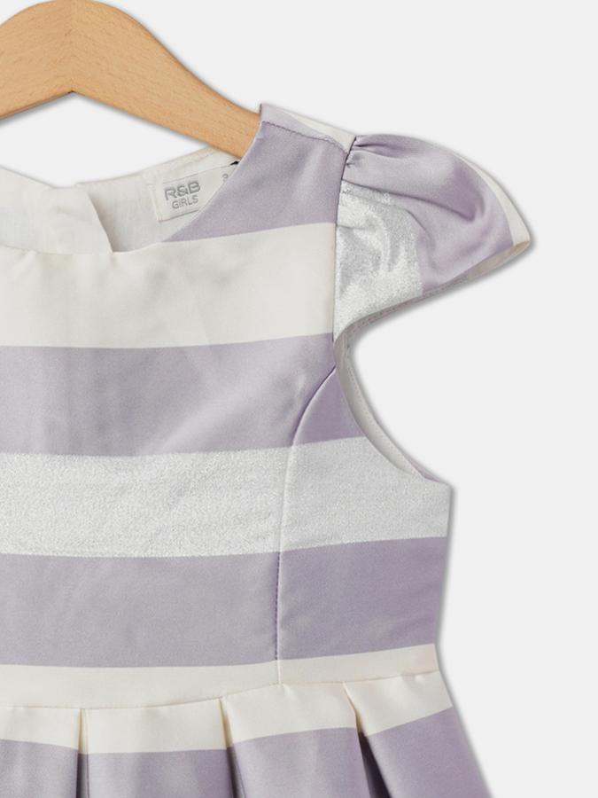 Striped Fit & Flare Dress with Bow Accent image number 2
